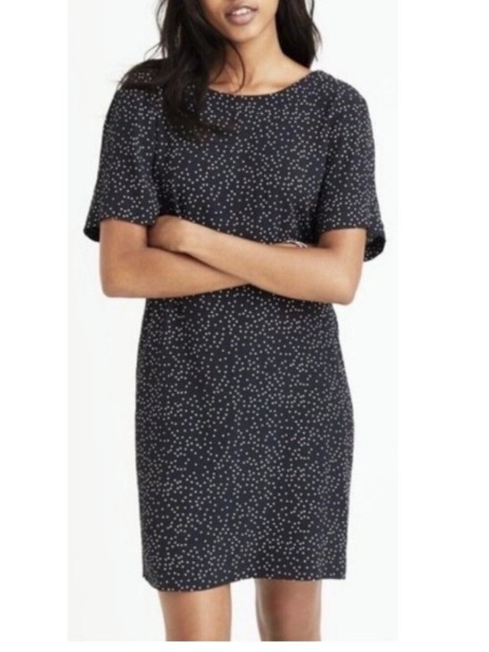 Madewell Black White Polka Dot Zip-Back Dress Size 12